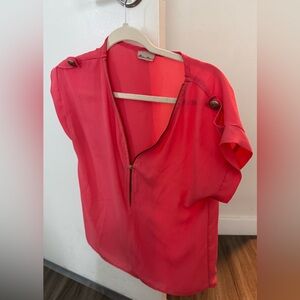 Hot Pink Button-Detail Women's Blouse